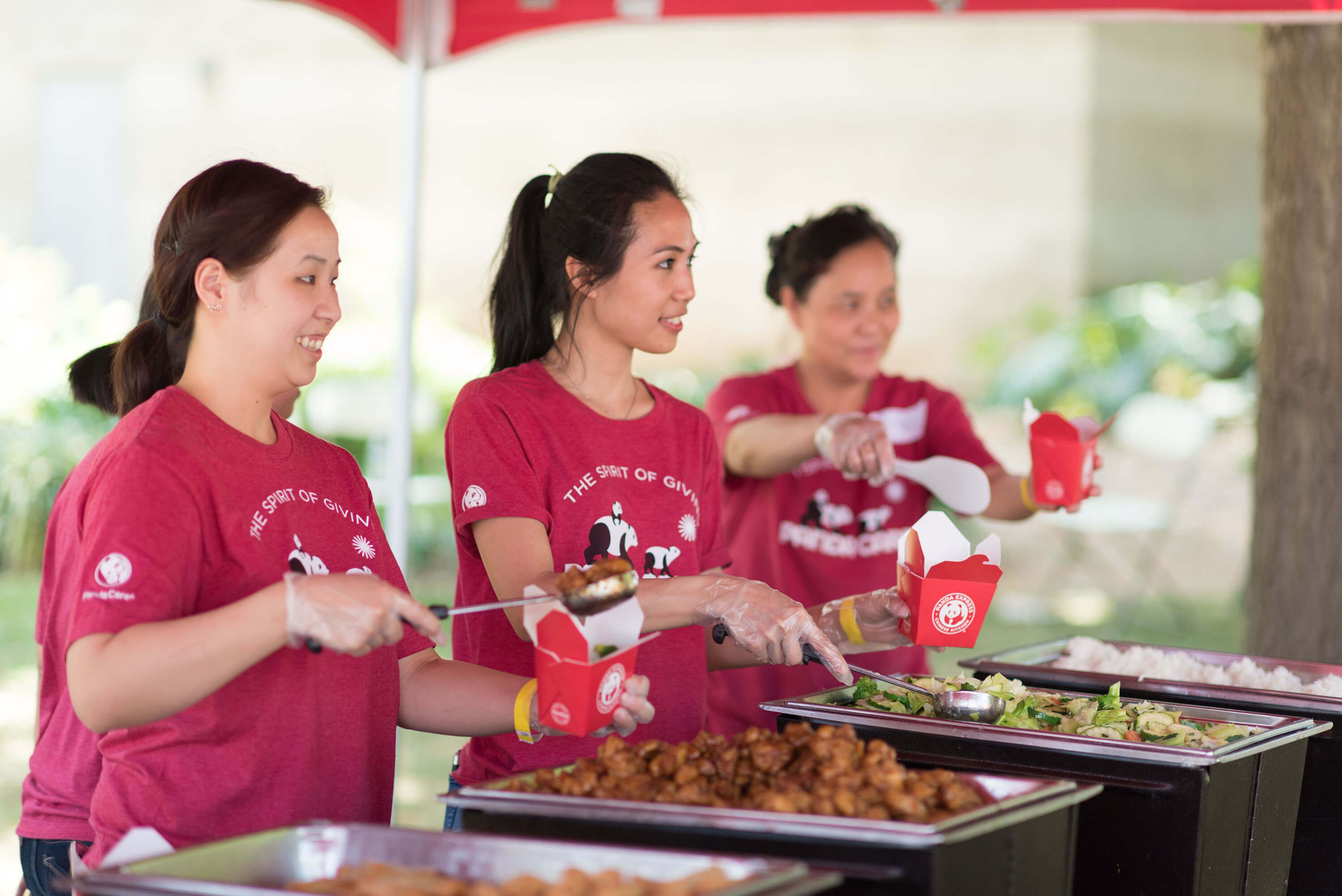 Panda associates serving food
